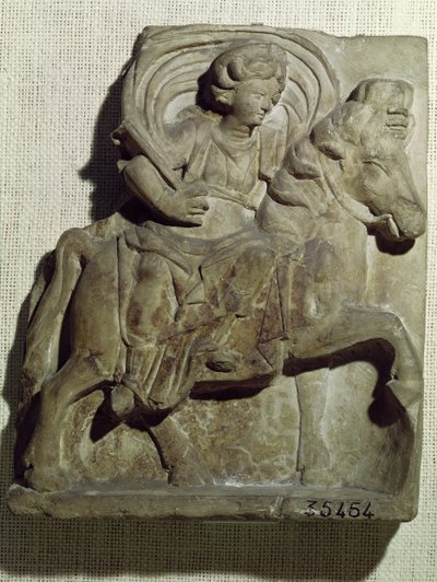 Rilievo di Epona, dea gallica, protettrice di cavalli, cavalieri e viaggiatori, da Gannat, Allier, c.50 a.C.-400 d.C. da Gallo Roman